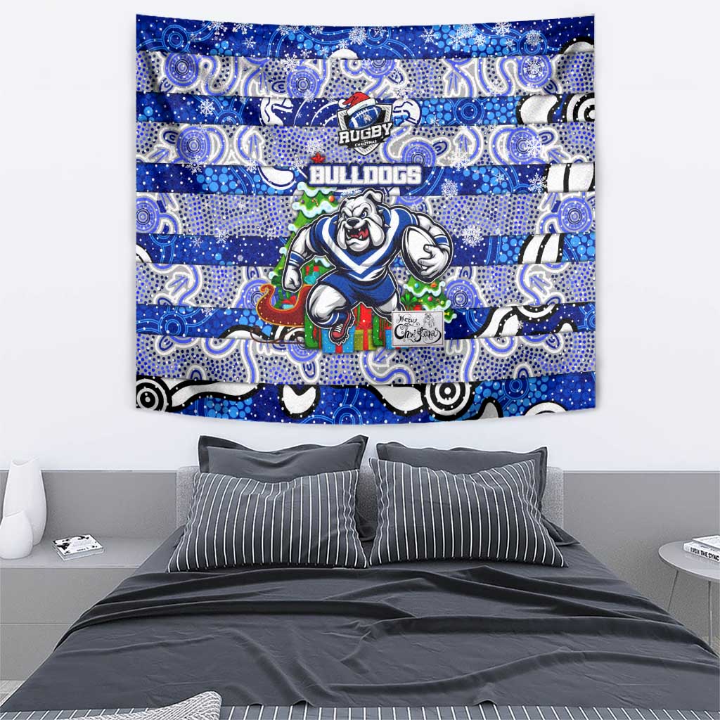 Bulldogs Rugby Merry Christmas Tapestry Indigenous Australian Art