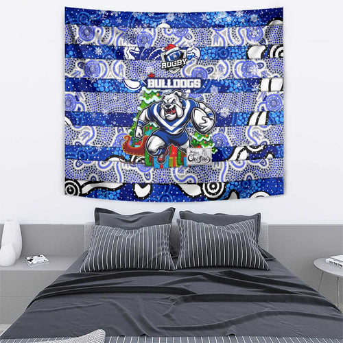 Bulldogs Rugby Merry Christmas Tapestry Indigenous Australian Art