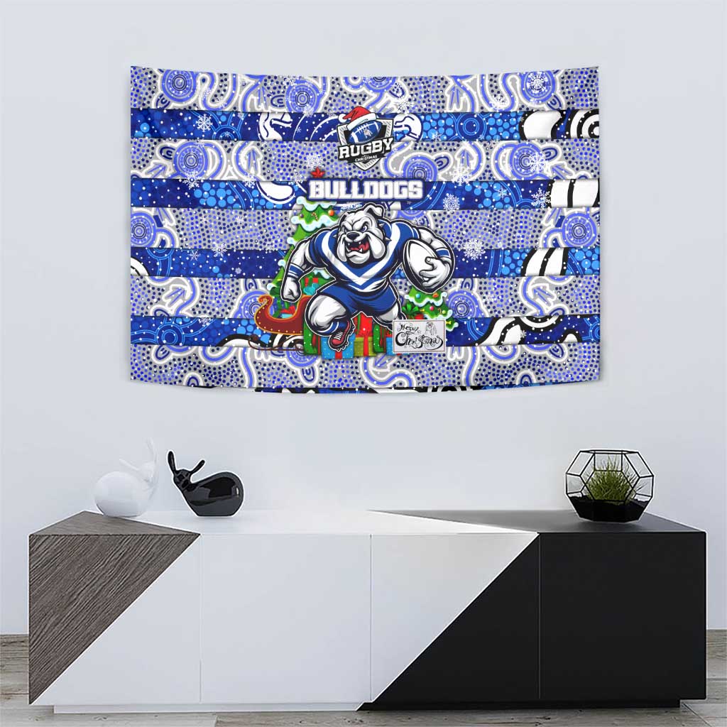 Bulldogs Rugby Merry Christmas Tapestry Indigenous Australian Art