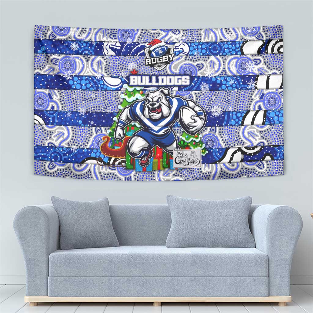 Bulldogs Rugby Merry Christmas Tapestry Indigenous Australian Art