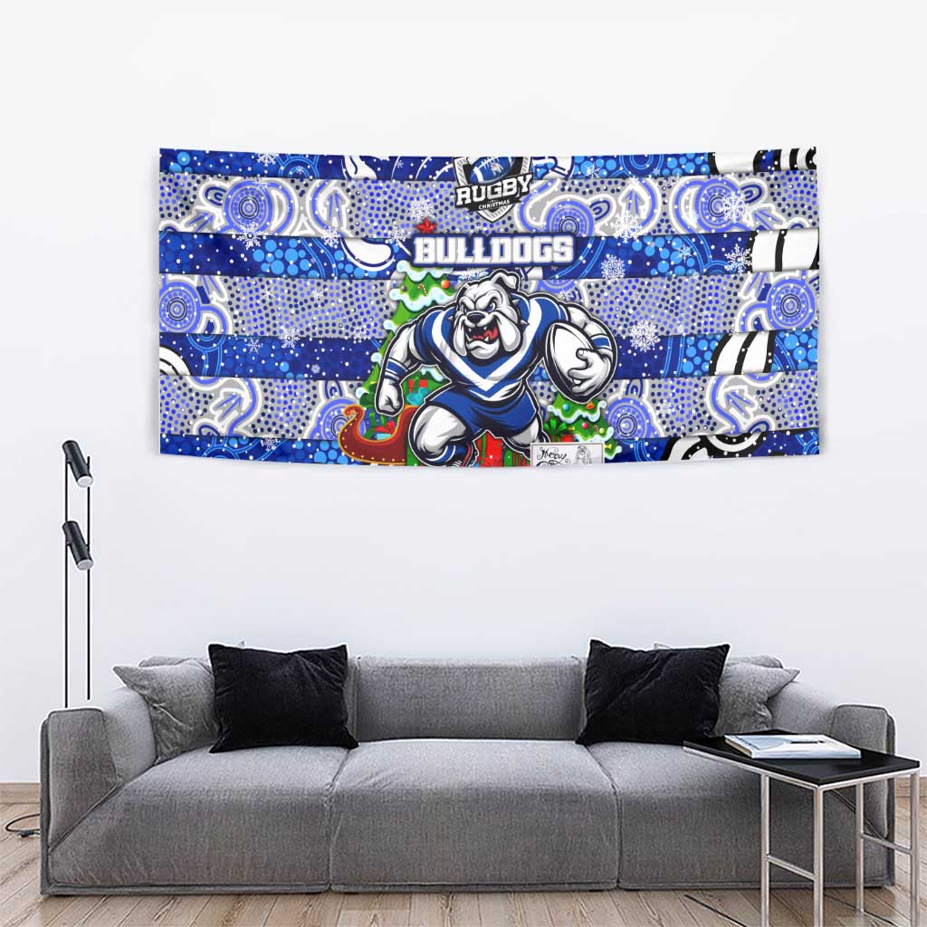 Bulldogs Rugby Merry Christmas Tapestry Indigenous Australian Art