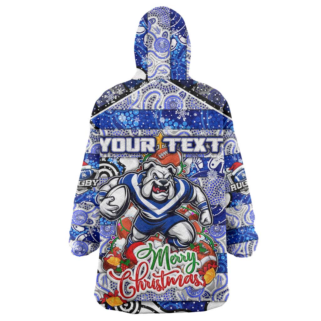 Custom Bulldogs Rugby Merry Christmas Wearable Blanket Hoodie Indigenous Australian Art