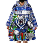 Custom Bulldogs Rugby Merry Christmas Wearable Blanket Hoodie Indigenous Australian Art