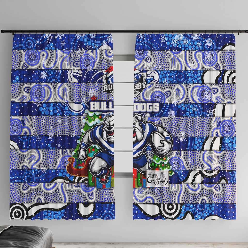 Bulldogs Rugby Merry Christmas Window Curtain Indigenous Australian Art