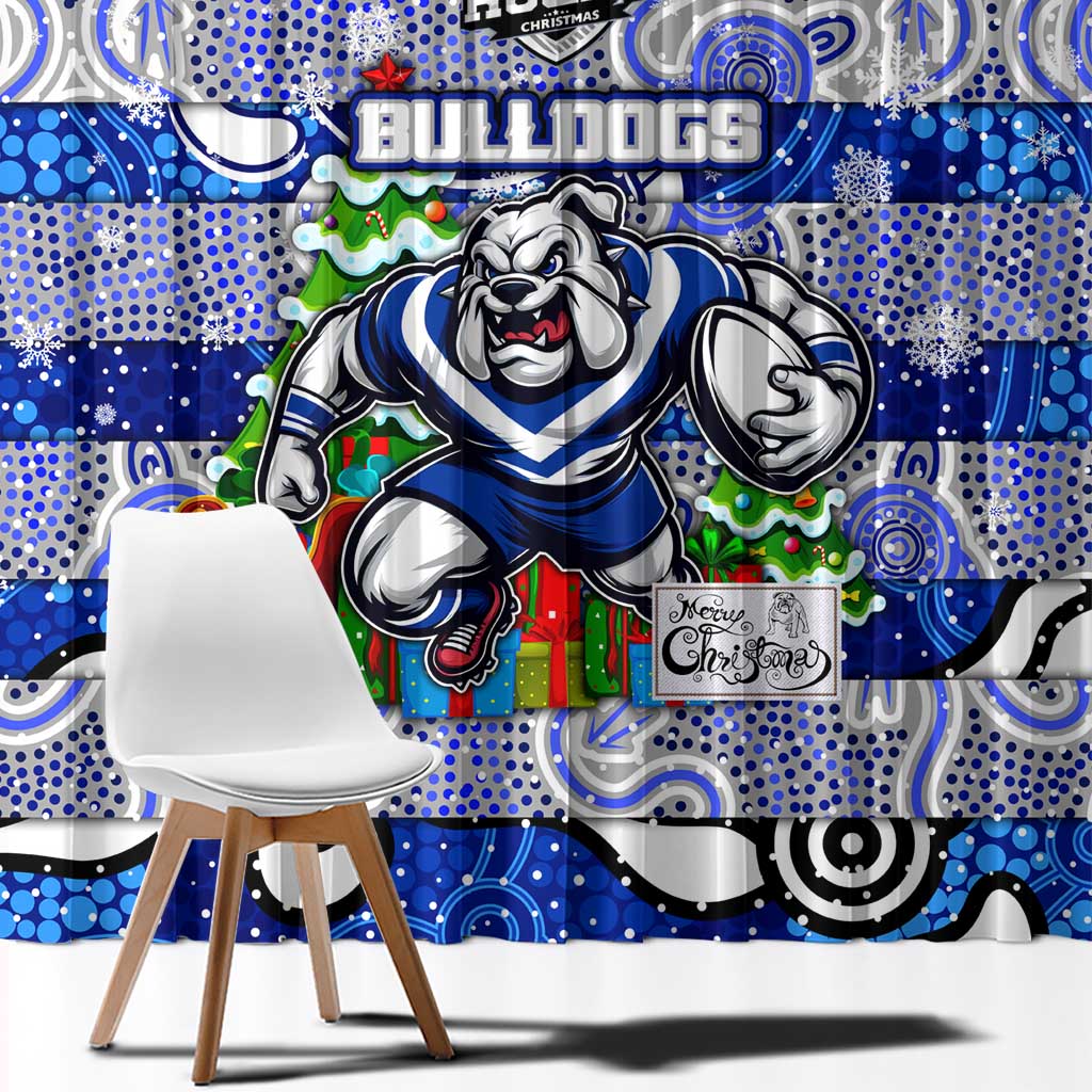 Bulldogs Rugby Merry Christmas Window Curtain Indigenous Australian Art