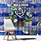 Bulldogs Rugby Merry Christmas Window Curtain Indigenous Australian Art
