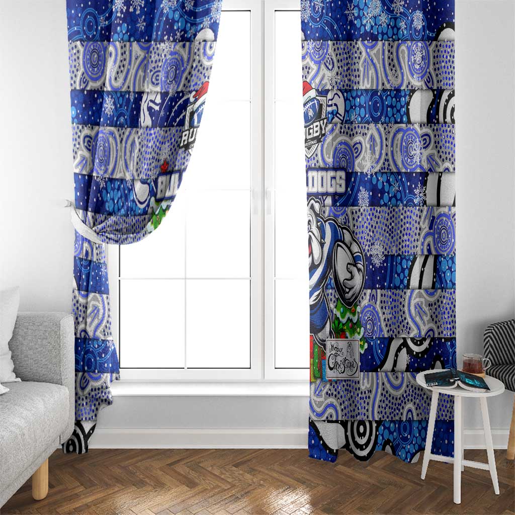 Bulldogs Rugby Merry Christmas Window Curtain Indigenous Australian Art