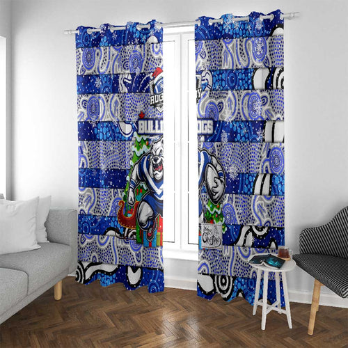 Bulldogs Rugby Merry Christmas Window Curtain Indigenous Australian Art