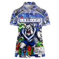 Custom Bulldogs Rugby Merry Christmas Women Polo Shirt Indigenous Australian Art