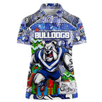 Custom Bulldogs Rugby Merry Christmas Women Polo Shirt Indigenous Australian Art