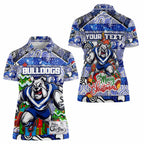 Custom Bulldogs Rugby Merry Christmas Women Polo Shirt Indigenous Australian Art