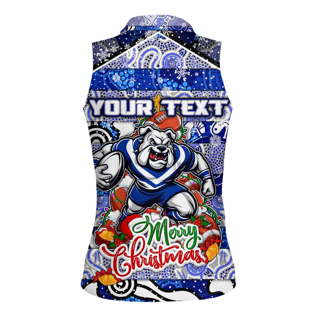 Custom Bulldogs Rugby Merry Christmas Women Sleeveless Polo Shirt Indigenous Australian Art
