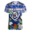 Custom Bulldogs Rugby Merry Christmas Women V-Neck T-Shirt Indigenous Australian Art