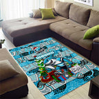 Sharks Rugby Merry Christmas Area Rug Indigenous Australian Art
