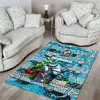 Sharks Rugby Merry Christmas Area Rug Indigenous Australian Art