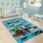 Sharks Rugby Merry Christmas Area Rug Indigenous Australian Art