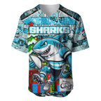 Custom Sharks Rugby Merry Christmas Baseball Jersey Indigenous Australian Art