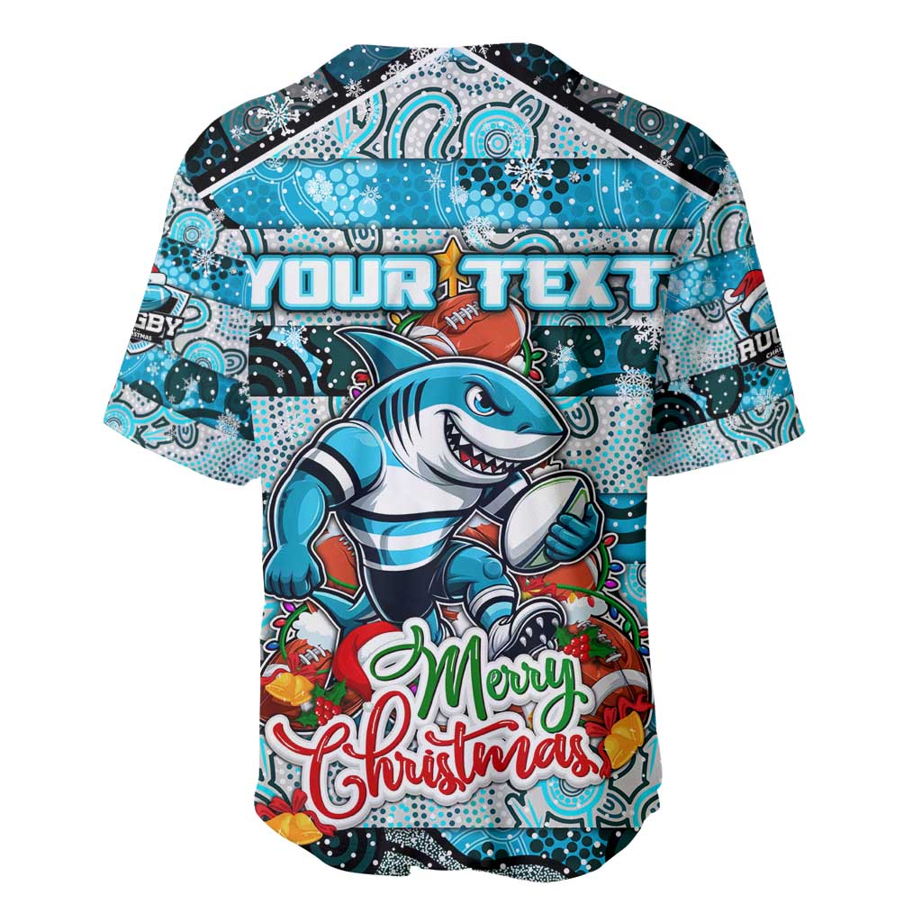 Custom Sharks Rugby Merry Christmas Baseball Jersey Indigenous Australian Art