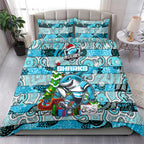Sharks Rugby Merry Christmas Bedding Set Indigenous Australian Art