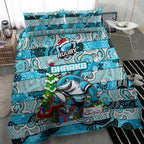 Sharks Rugby Merry Christmas Bedding Set Indigenous Australian Art