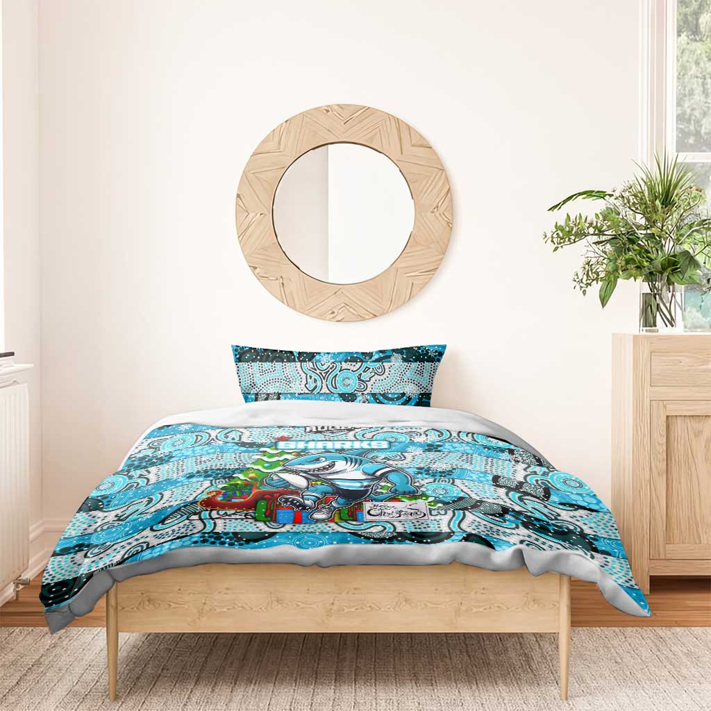 Sharks Rugby Merry Christmas Bedding Set Indigenous Australian Art