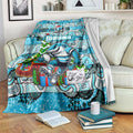 Sharks Rugby Merry Christmas Blanket Indigenous Australian Art