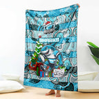 Sharks Rugby Merry Christmas Blanket Indigenous Australian Art