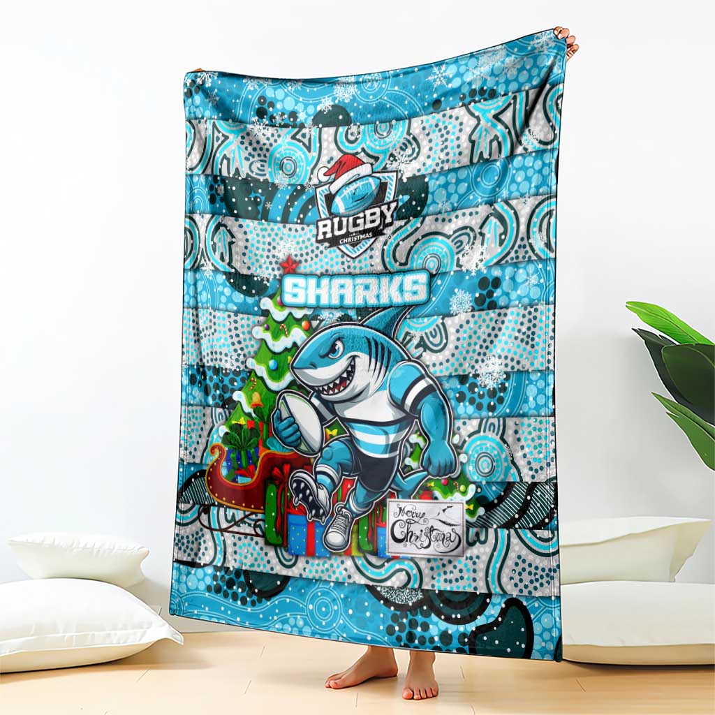 Sharks Rugby Merry Christmas Blanket Indigenous Australian Art