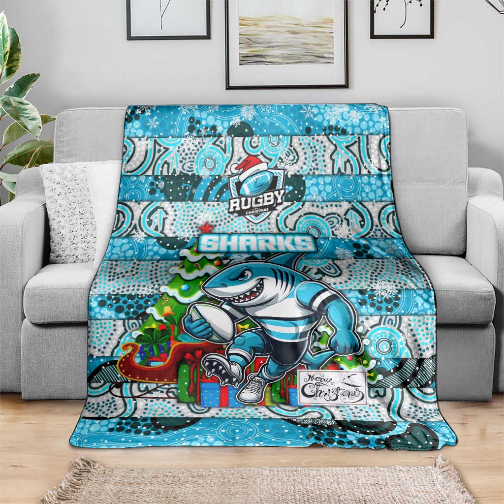 Sharks Rugby Merry Christmas Blanket Indigenous Australian Art