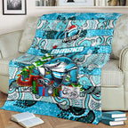 Sharks Rugby Merry Christmas Blanket Indigenous Australian Art