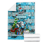 Sharks Rugby Merry Christmas Blanket Indigenous Australian Art