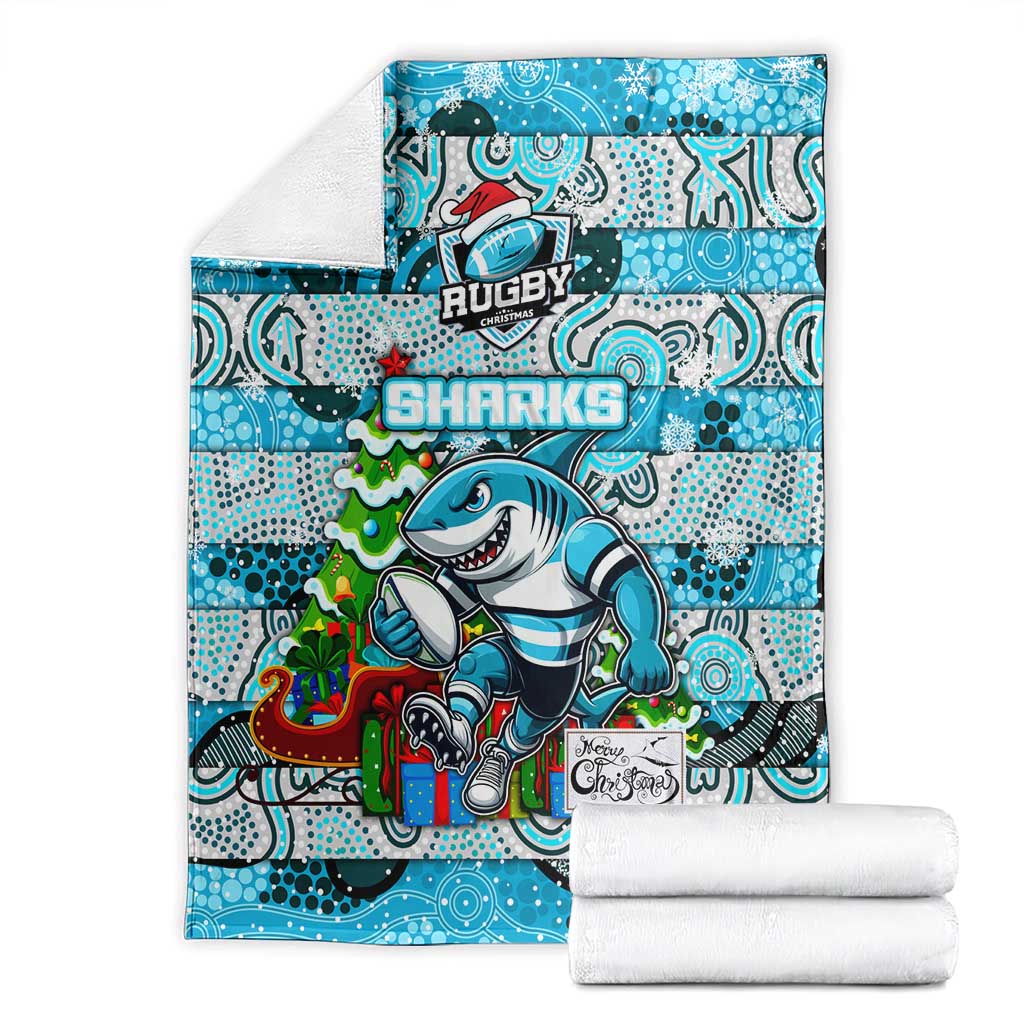 Sharks Rugby Merry Christmas Blanket Indigenous Australian Art