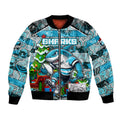 Custom Sharks Rugby Merry Christmas Bomber Jacket Indigenous Australian Art