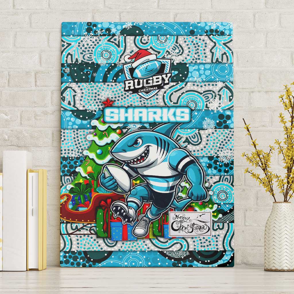 Sharks Rugby Merry Christmas Canvas Wall Art Indigenous Australian Art