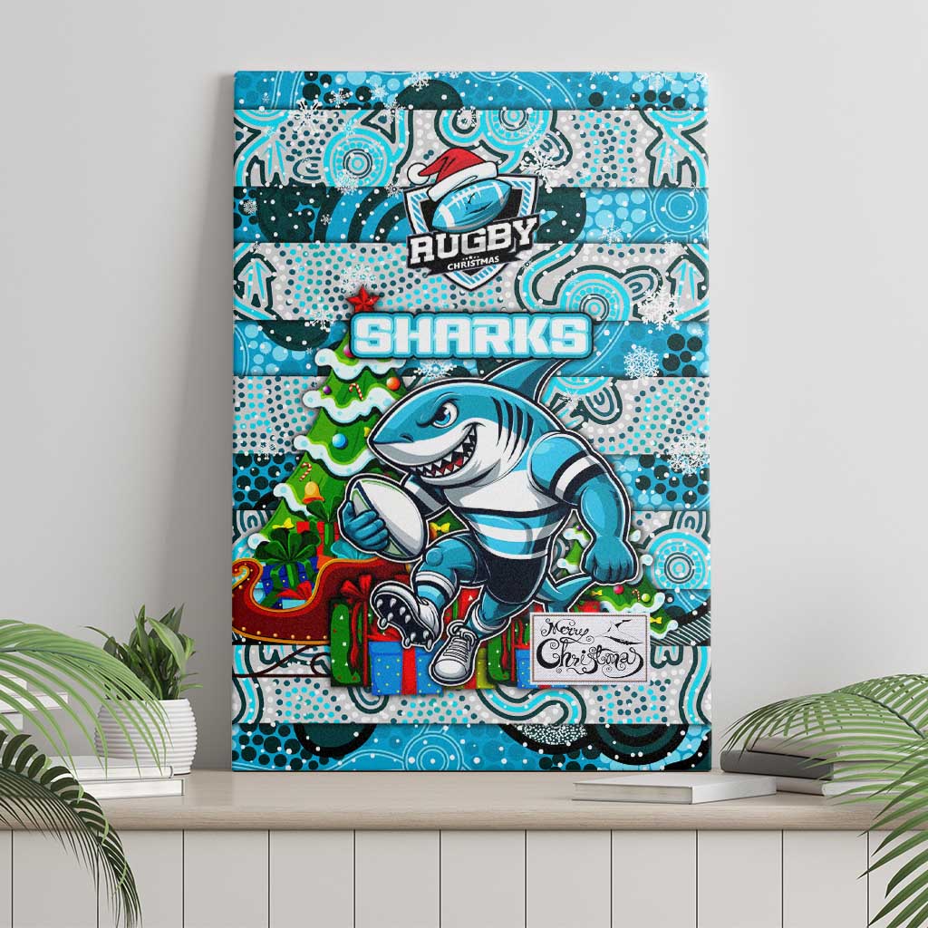 Sharks Rugby Merry Christmas Canvas Wall Art Indigenous Australian Art