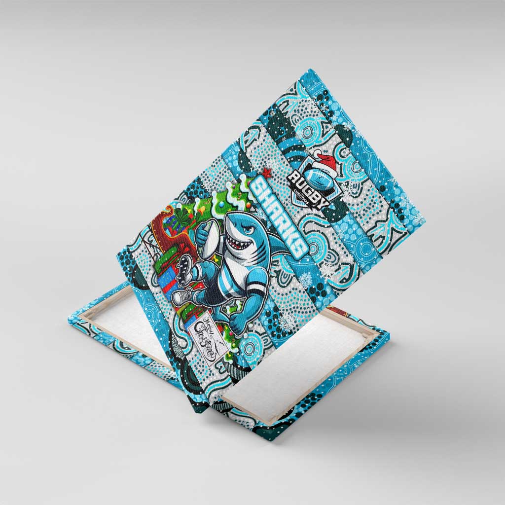 Sharks Rugby Merry Christmas Canvas Wall Art Indigenous Australian Art