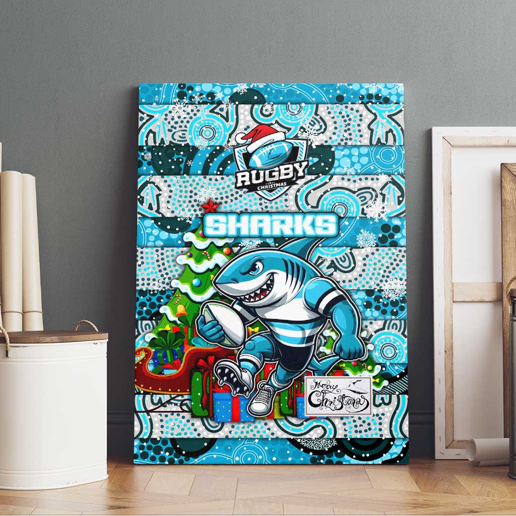 Sharks Rugby Merry Christmas Canvas Wall Art Indigenous Australian Art