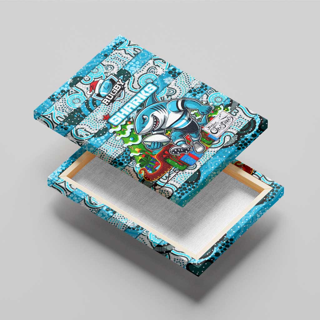 Sharks Rugby Merry Christmas Canvas Wall Art Indigenous Australian Art