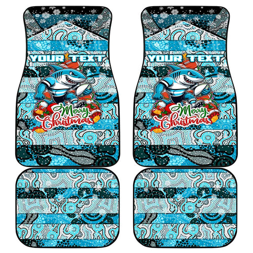 Sharks Rugby Merry Christmas Car Mats Indigenous Australian Art
