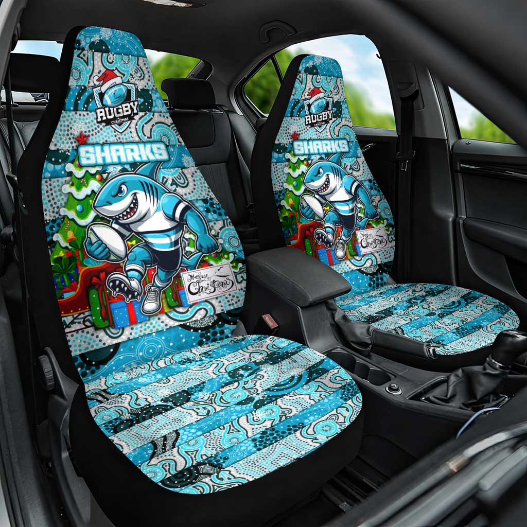 Sharks Rugby Merry Christmas Car Seat Cover Indigenous Australian Art