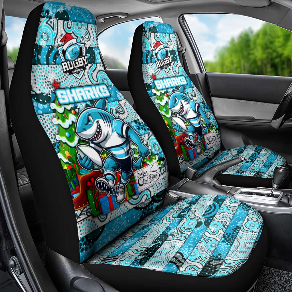 Sharks Rugby Merry Christmas Car Seat Cover Indigenous Australian Art