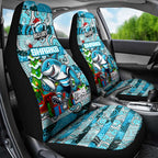 Sharks Rugby Merry Christmas Car Seat Cover Indigenous Australian Art