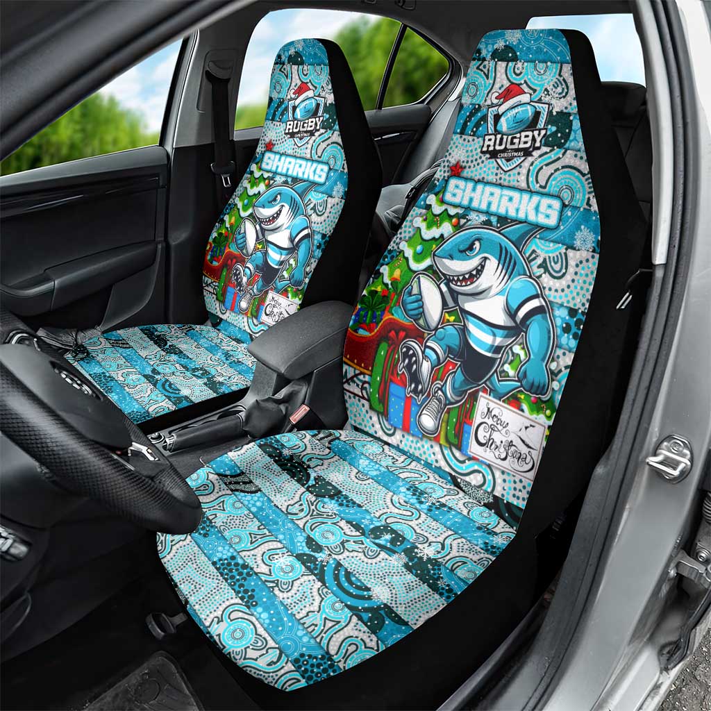 Sharks Rugby Merry Christmas Car Seat Cover Indigenous Australian Art