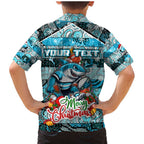 Custom Sharks Rugby Merry Christmas Family Matching Mermaid Dress and Hawaiian Shirt Indigenous Australian Art