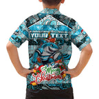 Custom Sharks Rugby Merry Christmas Family Matching Summer Maxi Dress and Hawaiian Shirt Indigenous Australian Art