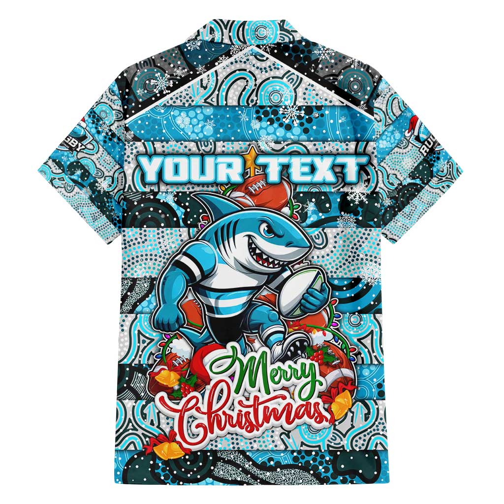Custom Sharks Rugby Merry Christmas Family Matching Summer Maxi Dress and Hawaiian Shirt Indigenous Australian Art