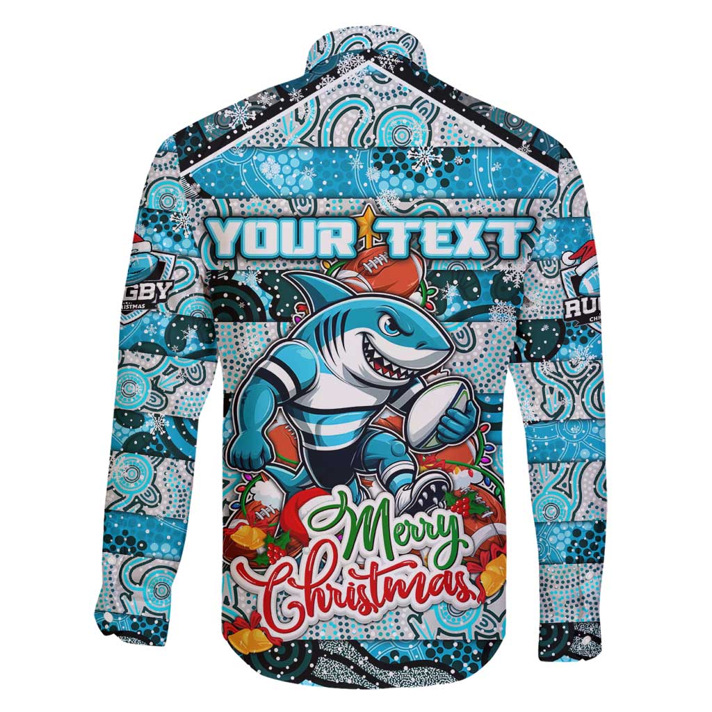 Custom Sharks Rugby Merry Christmas Family Matching Summer Maxi Dress and Hawaiian Shirt Indigenous Australian Art