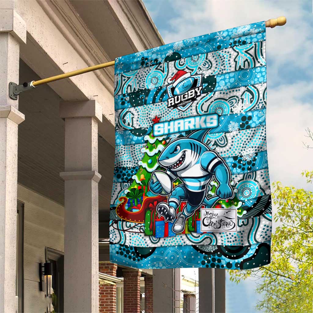 Sharks Rugby Merry Christmas Garden Flag Indigenous Australian Art
