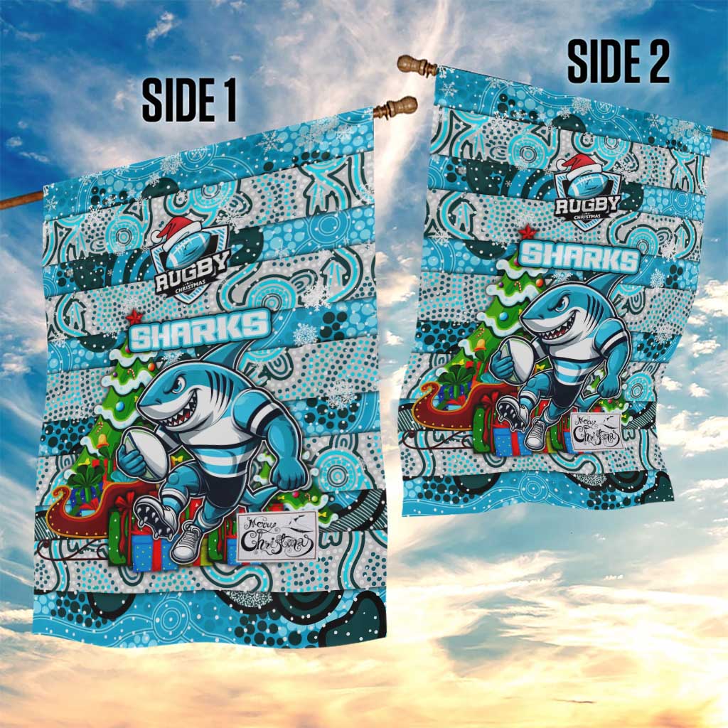Sharks Rugby Merry Christmas Garden Flag Indigenous Australian Art