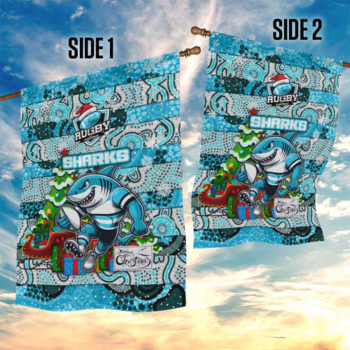Sharks Rugby Merry Christmas Garden Flag Indigenous Australian Art